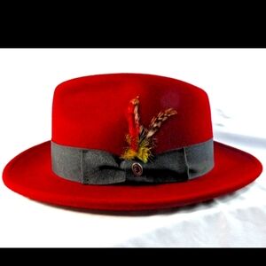 Jaxon Hats 100% Wool Fedora Red Men's Size 2 XL